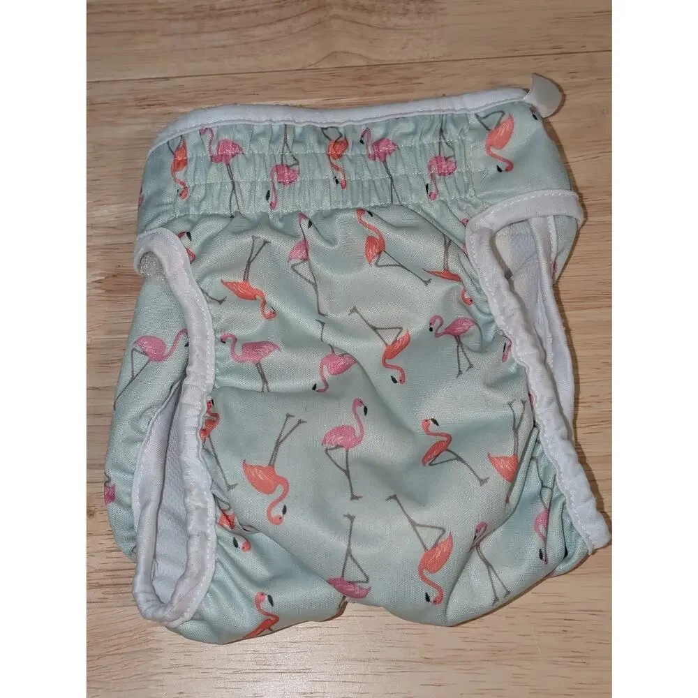 Pet Magasin Super Absorbent Washable Reusable Flamingo Patterned Dog Diaper SZ M